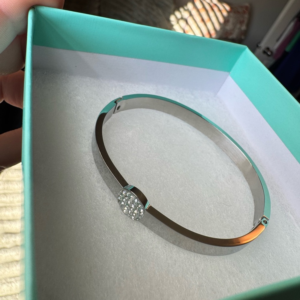 JBloom Elegant Silver Bracelet with Crystal Accent